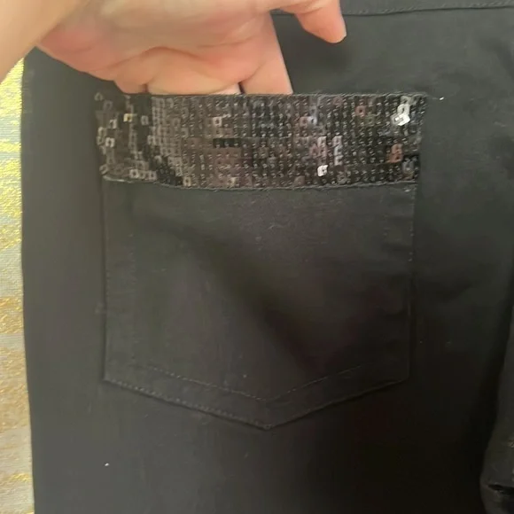 Clockhouse Black Mid Rise Straight Sequins Detailed Jeans Size EU 42 - Picture 10 of 16
